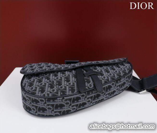 Famous Brand Dior Essentials SADDLE BAG Oblique Jacquard 1ADPO093 dark blue