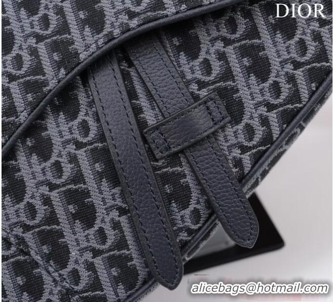 Famous Brand Dior Essentials SADDLE BAG Oblique Jacquard 1ADPO093 dark blue