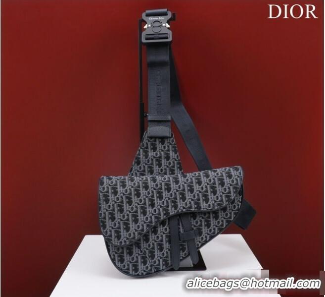 Famous Brand Dior Essentials SADDLE BAG Oblique Jacquard 1ADPO093 dark blue