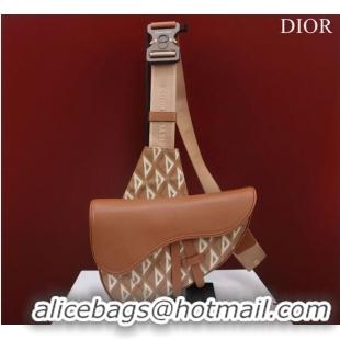 Inexpensive Dior Essentials SADDLE BAG Diamond Canvas 1ADPO093 Brown