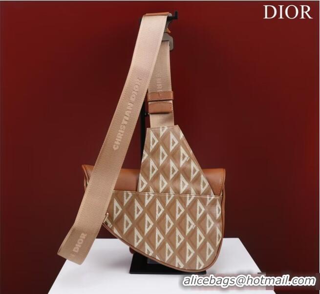 Inexpensive Dior Essentials SADDLE BAG Diamond Canvas 1ADPO093 Brown