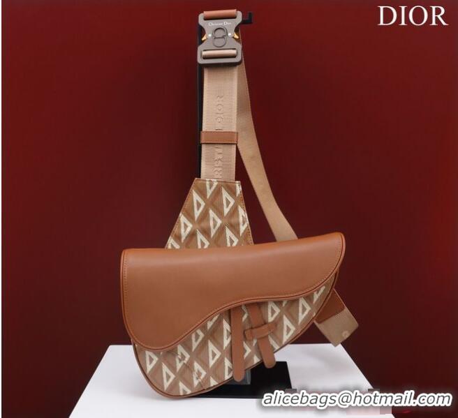 Inexpensive Dior Essentials SADDLE BAG Diamond Canvas 1ADPO093 Brown