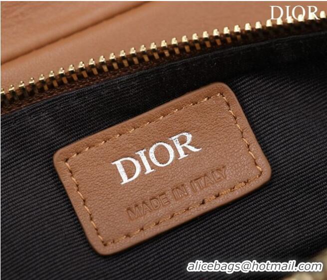 Inexpensive Dior Essentials SADDLE BAG Diamond Canvas 1ADPO093 Brown