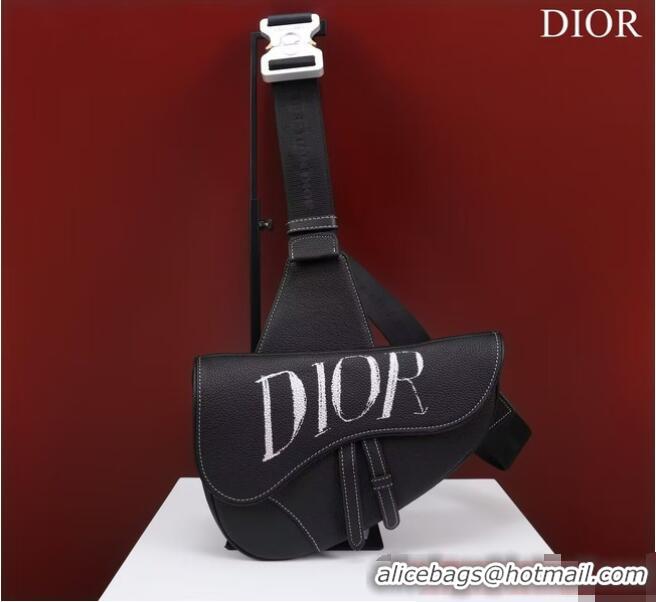 Famous Brand Dior Essentials SADDLE BAG Grained Calfskin 1ADPO093c black