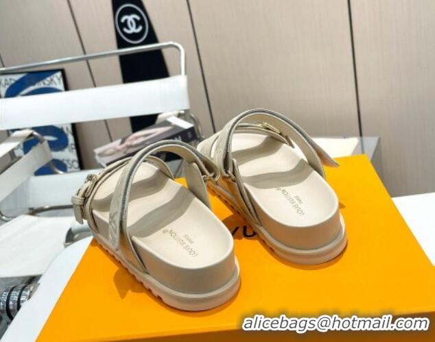 Perfect Louis Vuitton Bom Dia Flat Comfort Slide Sandals in Monogram Lamb Leather Light Beige 0625075