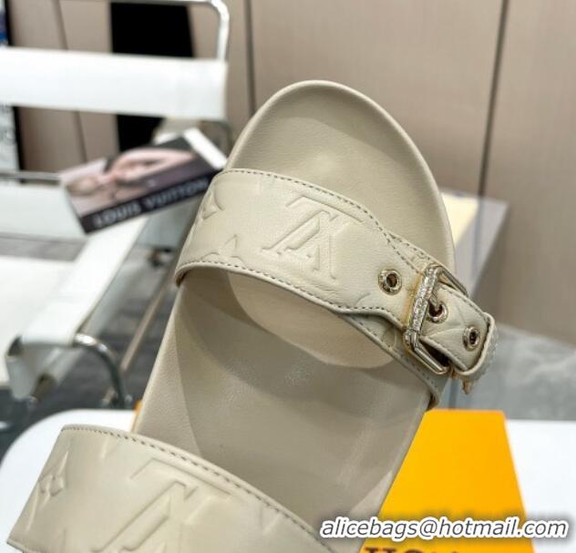 Perfect Louis Vuitton Bom Dia Flat Comfort Slide Sandals in Monogram Lamb Leather Light Beige 0625075