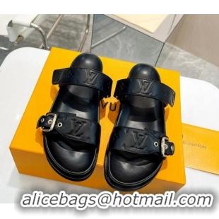 Popular Style Louis Vuitton Bom Dia Flat Comfort Slide Sandals in Monogram Lamb Leather Black 625076