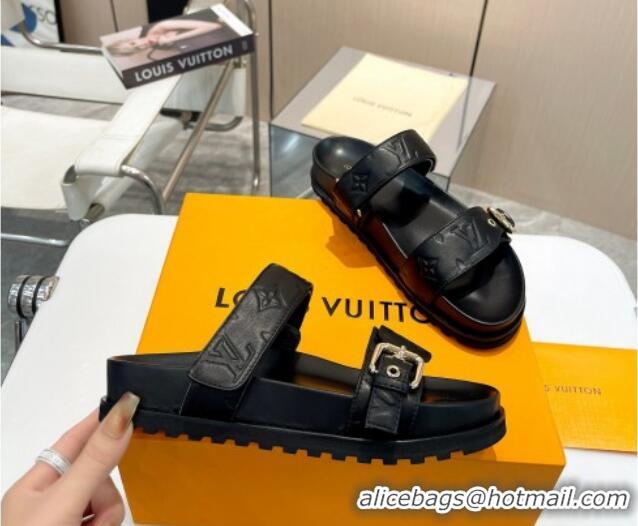 Popular Style Louis Vuitton Bom Dia Flat Comfort Slide Sandals in Monogram Lamb Leather Black 625076