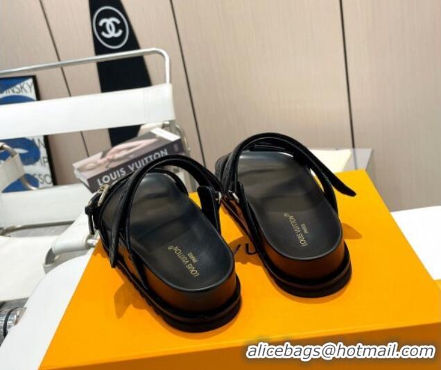 Popular Style Louis Vuitton Bom Dia Flat Comfort Slide Sandals in Monogram Lamb Leather Black 625076