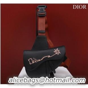 Famous Brand Dior Essentials SADDLE BAG Grained Calfskin 1ADPO093G BLACK