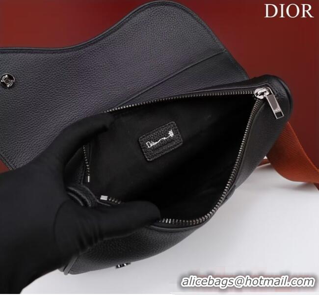 Famous Brand Dior Essentials SADDLE BAG Grained Calfskin 1ADPO093G BLACK