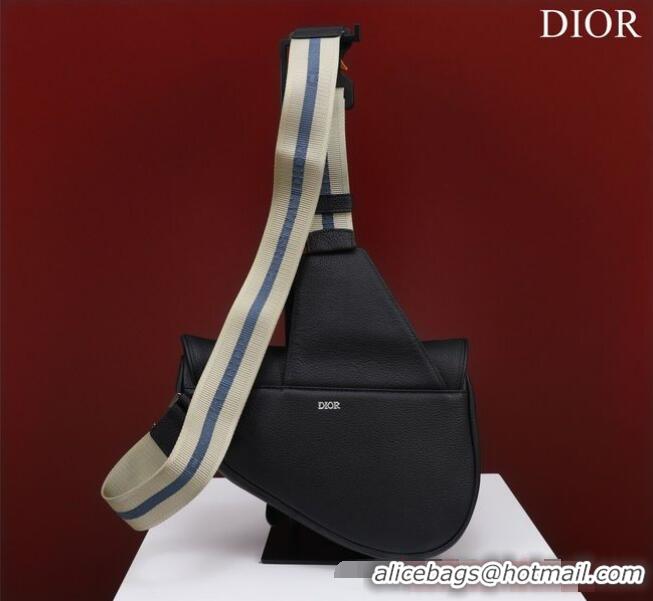 Famous Brand Dior Essentials SADDLE BAG Grained Calfskin 1ADPO093G BLACK