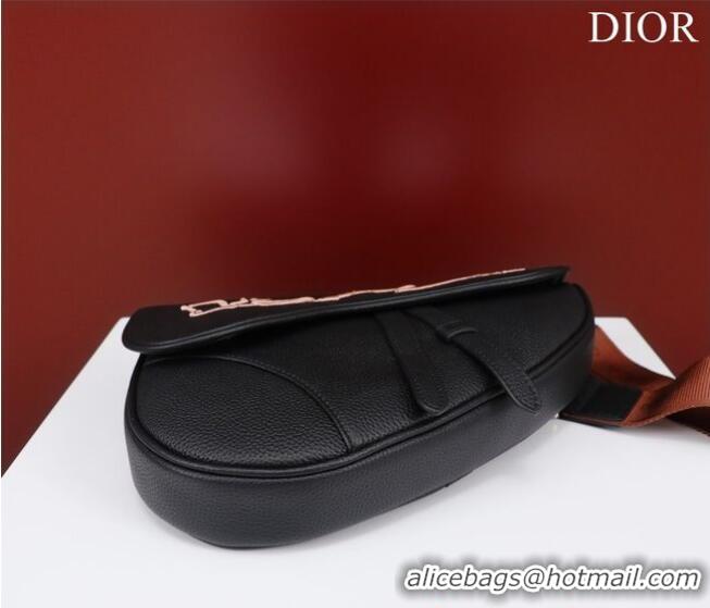 Famous Brand Dior Essentials SADDLE BAG Grained Calfskin 1ADPO093G BLACK