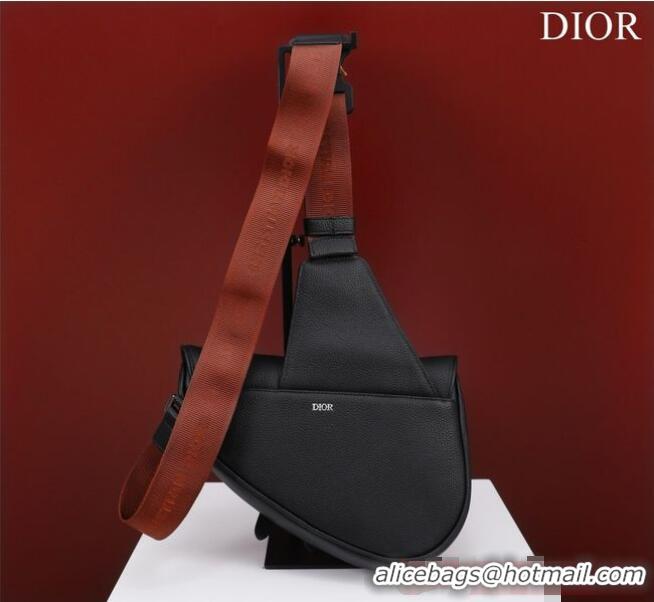 Famous Brand Dior Essentials SADDLE BAG Grained Calfskin 1ADPO093G BLACK