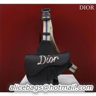 Best Quality Dior Essentials SADDLE BAG Grained Calfskin 1ADPO093G BLACK