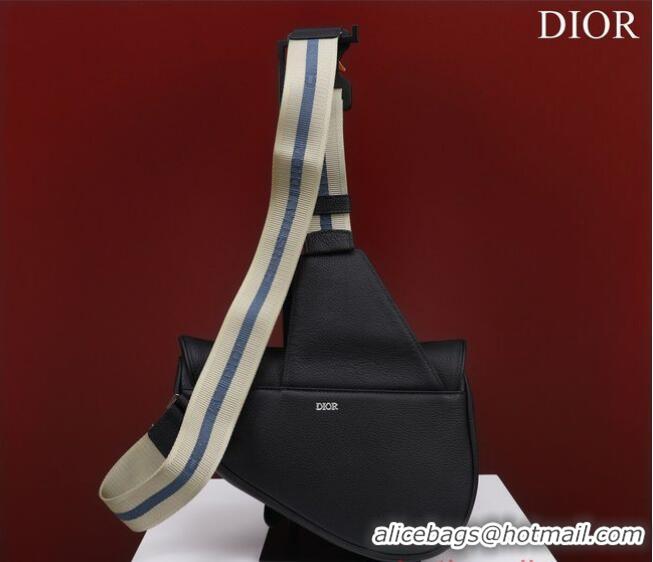 Best Quality Dior Essentials SADDLE BAG Grained Calfskin 1ADPO093G BLACK