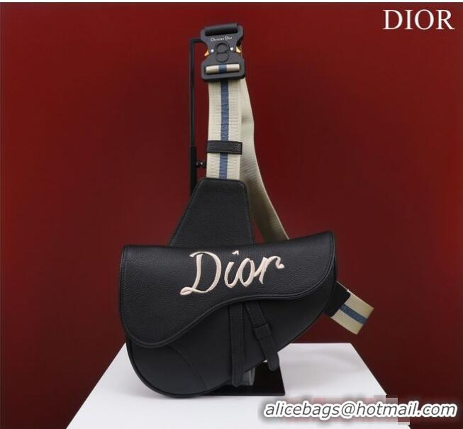 Best Quality Dior Essentials SADDLE BAG Grained Calfskin 1ADPO093G BLACK