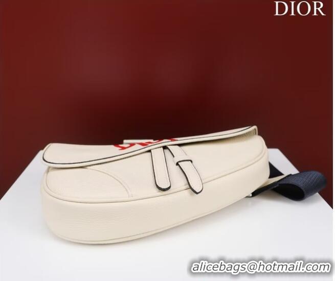 Famous Brand Dior Essentials SADDLE BAG Grained Calfskin 1ADPO093G WHITE