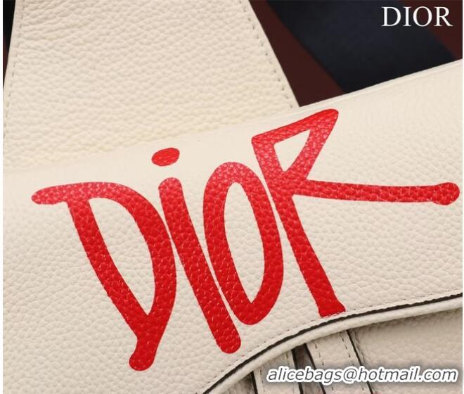 Famous Brand Dior Essentials SADDLE BAG Grained Calfskin 1ADPO093G WHITE