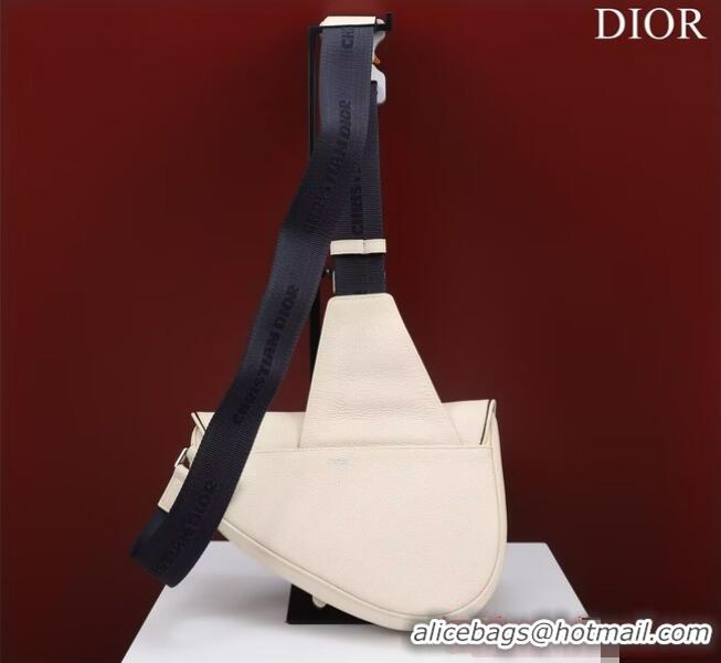 Famous Brand Dior Essentials SADDLE BAG Grained Calfskin 1ADPO093G WHITE