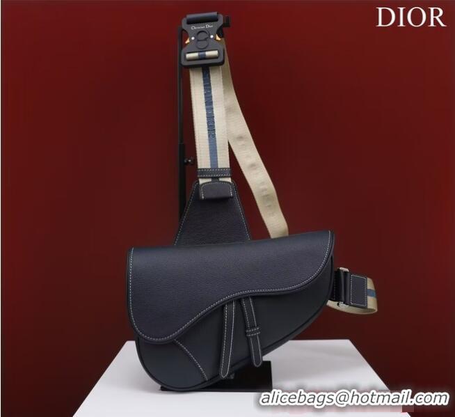 Famous Brand Dior Essentials SADDLE BAG Grained Calfskin 1ADPO093f-2 Royal Blue 