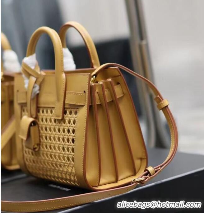 Best Price SAINT LAUREN SAC DE JOUR BABY IN CANEWORK VEGETABLE-TANNED LEATHER Y877440 Apricot