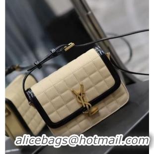 Top Quality SAINT LAUREN SOLFERINO SMALL SATCHEL IN QUILTED NUBUCK SUEDE 739139 OFF WHITE AND BLACK