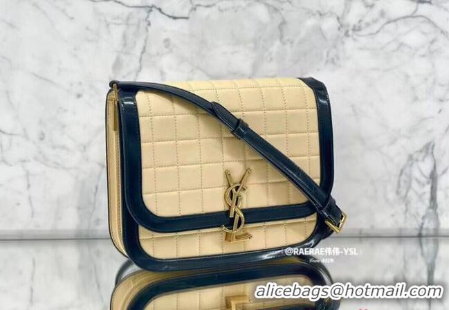 Top Quality SAINT LAUREN SOLFERINO SMALL SATCHEL IN QUILTED NUBUCK SUEDE 739139 OFF WHITE AND BLACK