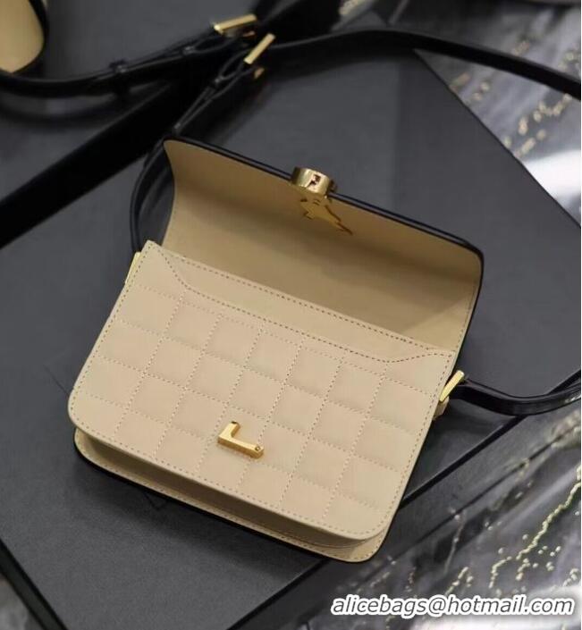 Top Quality SAINT LAUREN SOLFERINO SMALL SATCHEL IN QUILTED NUBUCK SUEDE 739139 OFF WHITE AND BLACK