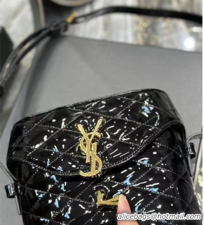 Top Quality SAINT LAUREN JUNE BOX BAG IN PATENT LEATHER E910080 Black