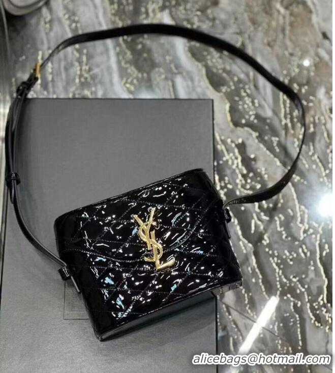 Top Quality SAINT LAUREN JUNE BOX BAG IN PATENT LEATHER E910080 Black