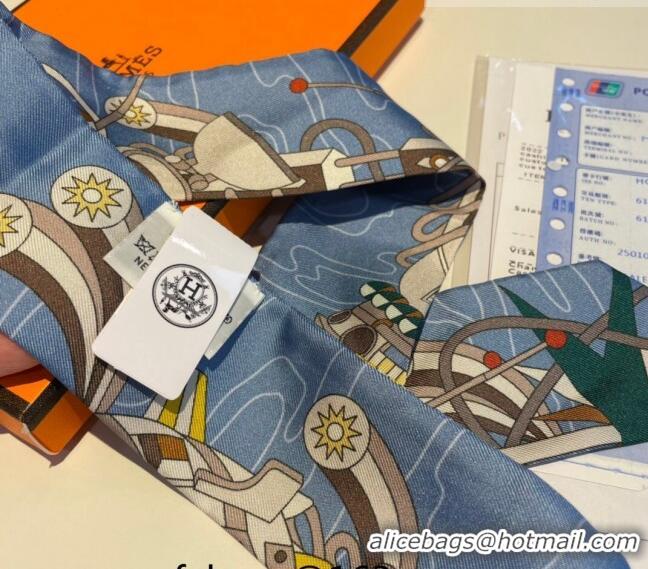 Top Grade Hermes Jumping Silk Bandeau Scarf 5x86cm H1561 Blue 2023