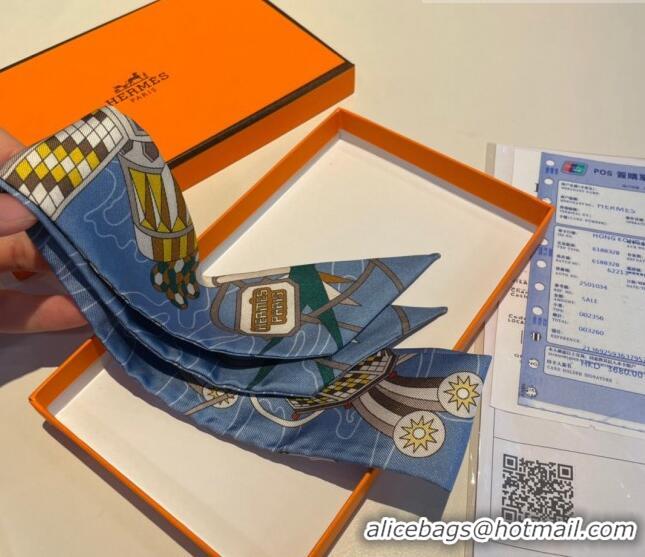 Top Grade Hermes Jumping Silk Bandeau Scarf 5x86cm H1561 Blue 2023