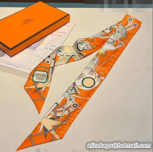 Super Quality Hermes Jumping Silk Bandeau Scarf 5x86cm H1561 Orange 2023