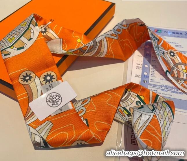 Super Quality Hermes Jumping Silk Bandeau Scarf 5x86cm H1561 Orange 2023