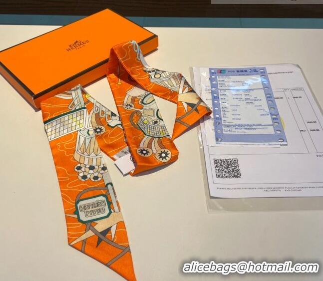 Super Quality Hermes Jumping Silk Bandeau Scarf 5x86cm H1561 Orange 2023