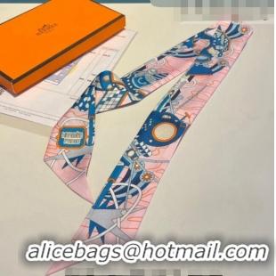 New Fashion Hermes Jumping Silk Bandeau Scarf 5x86cm H1561 Light Pink 2023