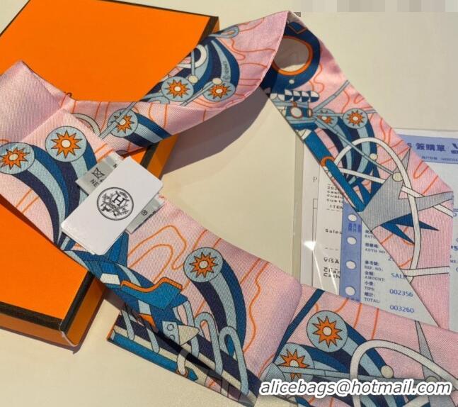 New Fashion Hermes Jumping Silk Bandeau Scarf 5x86cm H1561 Light Pink 2023