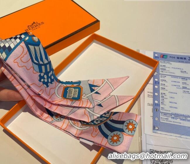 New Fashion Hermes Jumping Silk Bandeau Scarf 5x86cm H1561 Light Pink 2023