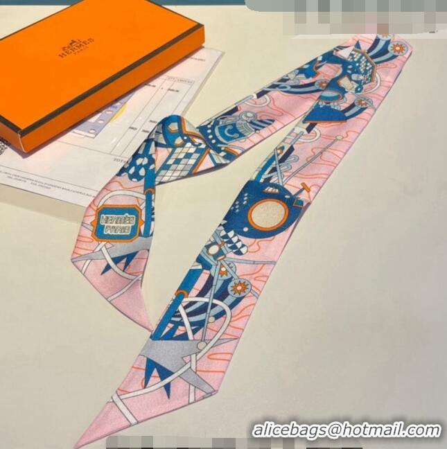 New Fashion Hermes Jumping Silk Bandeau Scarf 5x86cm H1561 Light Pink 2023