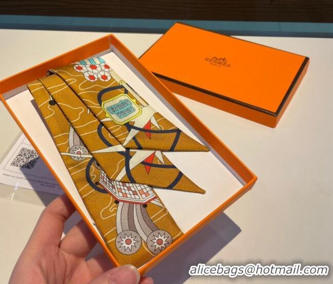 Most Popular Hermes Jumping Silk Bandeau Scarf 5x86cm H1561 Gold 2023