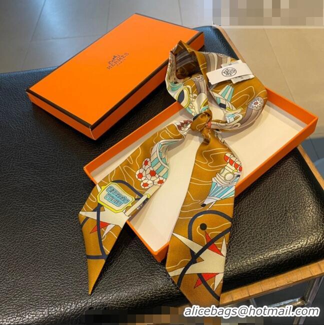 Most Popular Hermes Jumping Silk Bandeau Scarf 5x86cm H1561 Gold 2023