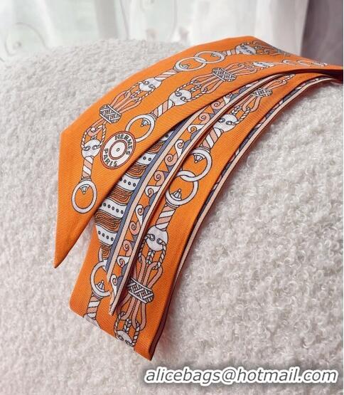 Low Cost Hermes Harnais en Rosace Silk Bandeau Scarf 5x86cm H1562 Orange 2023