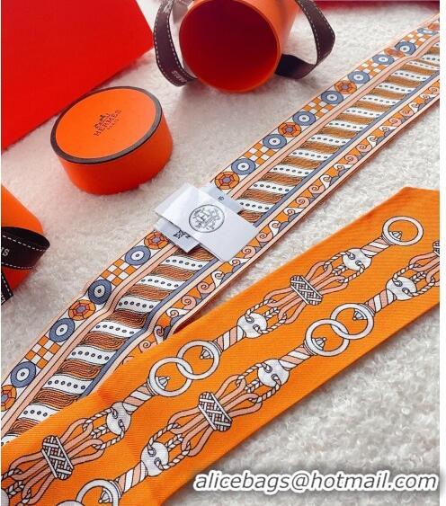 Low Cost Hermes Harnais en Rosace Silk Bandeau Scarf 5x86cm H1562 Orange 2023