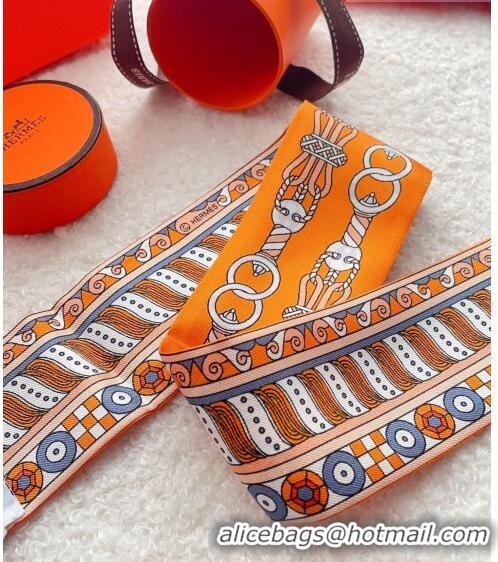 Low Cost Hermes Harnais en Rosace Silk Bandeau Scarf 5x86cm H1562 Orange 2023