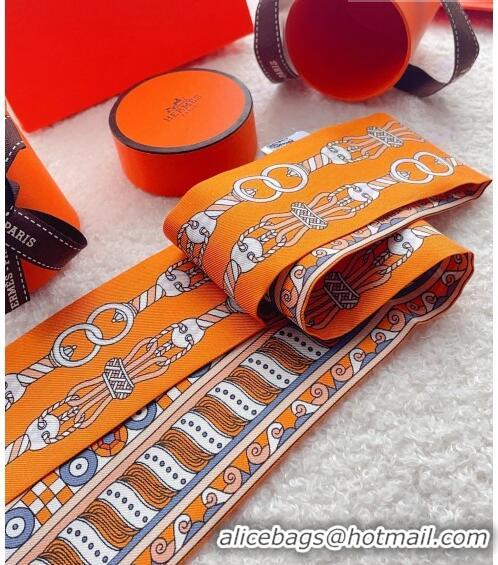 Low Cost Hermes Harnais en Rosace Silk Bandeau Scarf 5x86cm H1562 Orange 2023