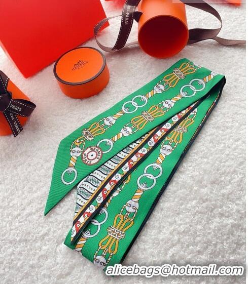 Good Product Hermes Harnais en Rosace Silk Bandeau Scarf 5x86cm H1562 Green 2023