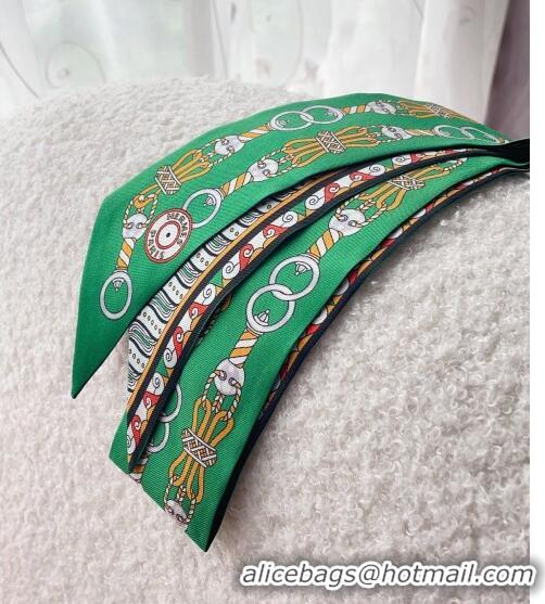 Good Product Hermes Harnais en Rosace Silk Bandeau Scarf 5x86cm H1562 Green 2023