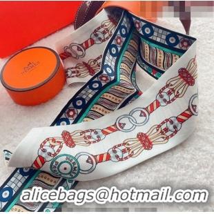 Discount Hermes Harnais en Rosace Silk Bandeau Scarf 5x86cm H1562 White 2023