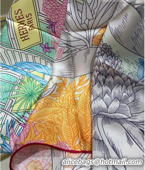 Inexpensive Hermes Faubourg Tropical Detail Silk Square Scarf 90cm H1583 Pink 2023